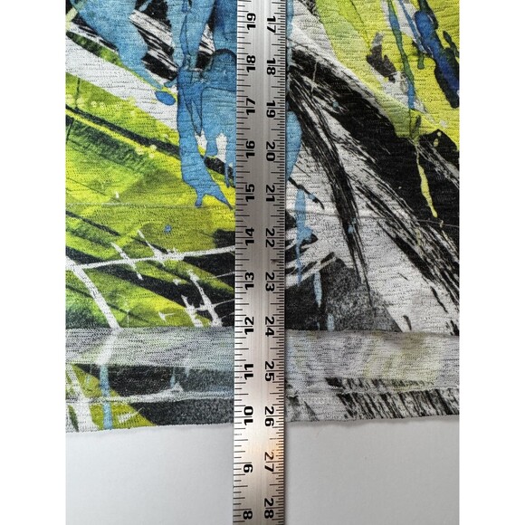 Jess & Jane Shirt Womens Large Blue Green Rain Forest Print Made USA CP1-672 - Picture 12 of 13